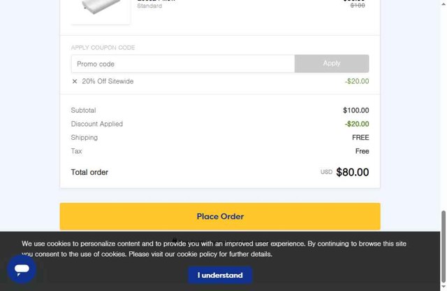Ecosa checkout page showing Ecosa discount code box | Screenshot taken by SimplyCodes community member on May 21, 2025