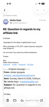 Shelan10 coupon verification screenshot