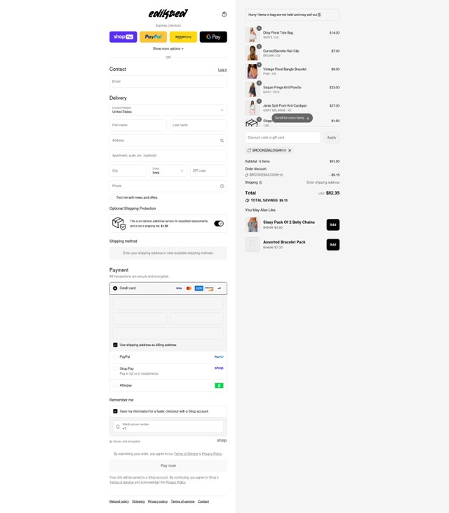 edikted checkout page showing edikted discount code box | Screenshot taken by SimplyCodes community member on Aug 26, 2025