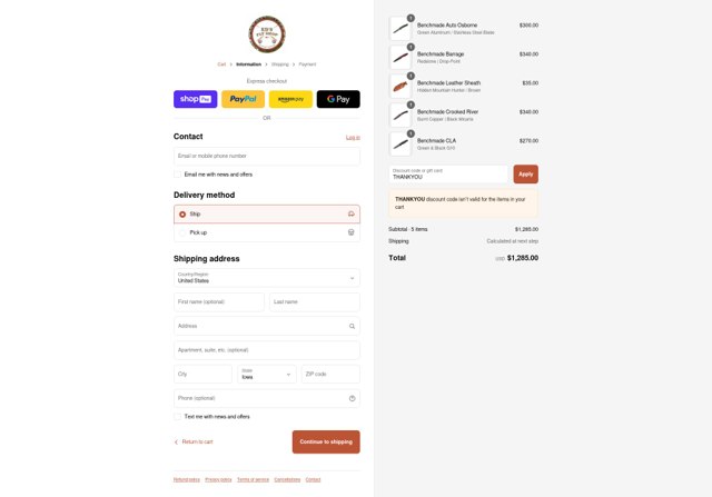 Ed's Fly Shop checkout page showing Ed's Fly Shop promo code box | Screenshot taken by SimplyCodes community member on Aug 16, 2025
