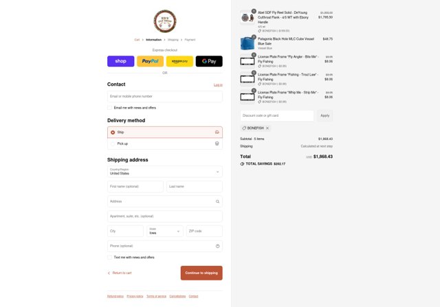 Ed's Fly Shop checkout page showing Ed's Fly Shop promo code box | Screenshot taken by SimplyCodes community member on Aug 30, 2025