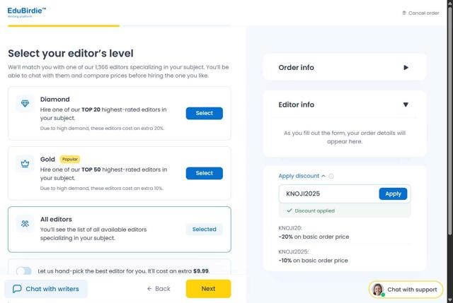 Edubirdie checkout page showing Edubirdie promo code box | Screenshot taken by SimplyCodes community member on Jul 21, 2025