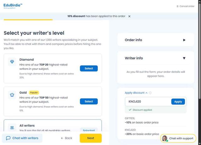 Edubirdie checkout page showing Edubirdie promo code box | Screenshot taken by SimplyCodes community member on May 26, 2025