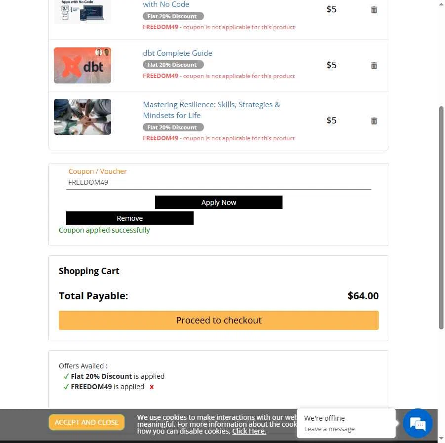 Eduonix checkout page showing Eduonix coupon code box | Screenshot taken by SimplyCodes community member on Nov 16, 2025