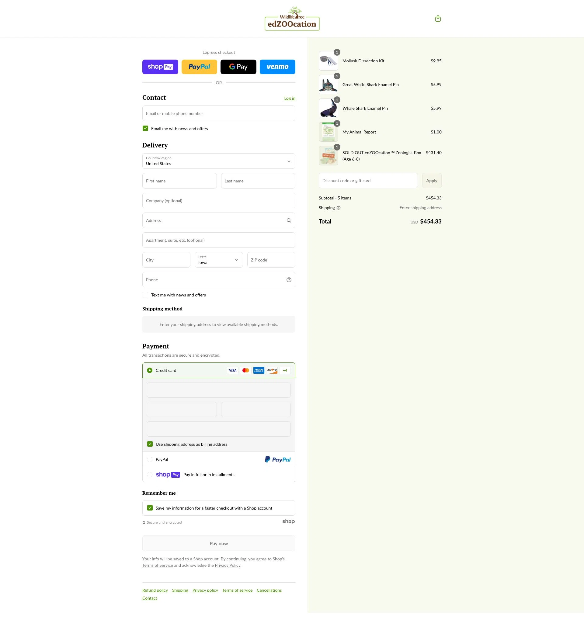 edZOOcation™ checkout page showing edZOOcation™ discount code box | Screenshot taken by SimplyCodes community member on Aug 5, 2025