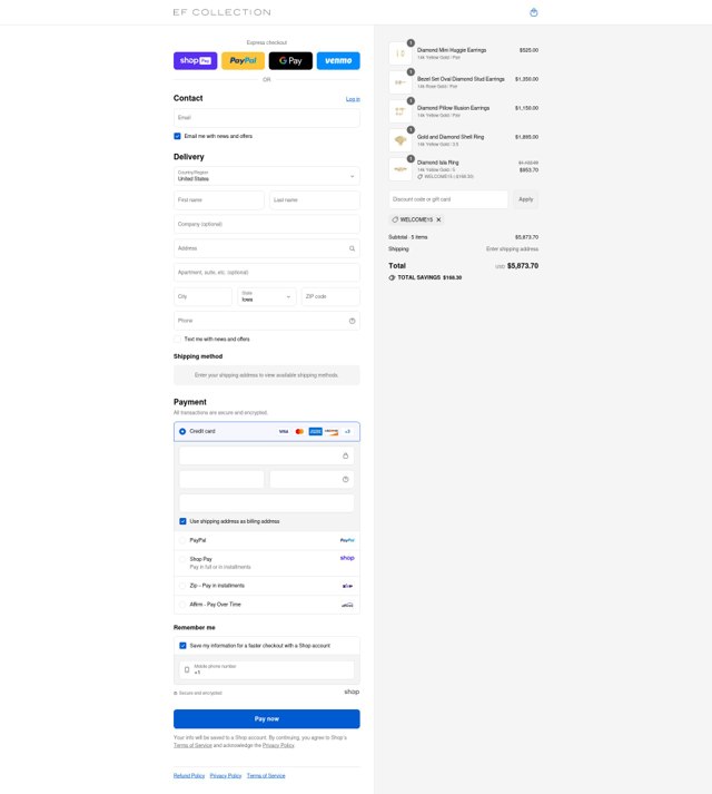 EF Collection checkout page showing EF Collection discount code box | Screenshot taken by SimplyCodes community member on Aug 27, 2025