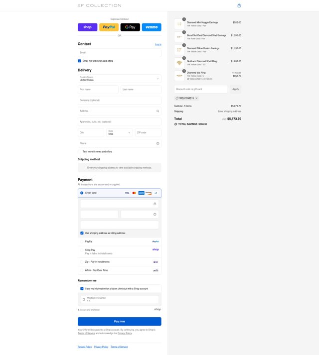 EF Collection checkout page showing EF Collection discount code box | Screenshot taken by SimplyCodes community member on Sep 4, 2025