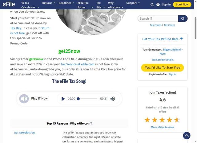 eFile checkout page showing eFile promo code box | Screenshot taken by SimplyCodes community member on May 2, 2025