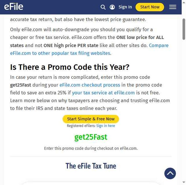 eFile checkout page showing eFile promo code box | Screenshot taken by SimplyCodes community member on Jun 29, 2025