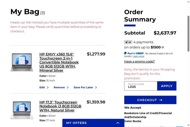 eFollett checkout page showing eFollett promo code box | Screenshot taken by SimplyCodes community member on Sep 1, 2025