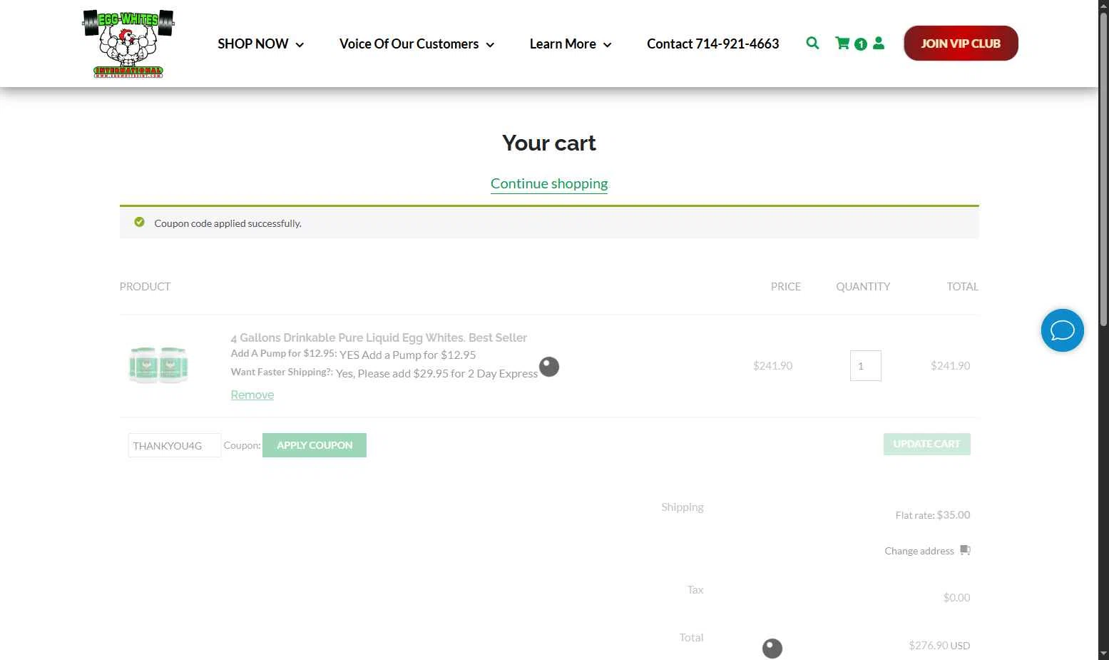 Egg Whites International checkout page showing Egg Whites International promo code box | Screenshot taken by SimplyCodes community member on Jan 2, 2026