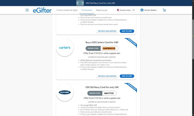 eGifter checkout page showing eGifter promo code box | Screenshot taken by SimplyCodes community member on Jul 2, 2025
