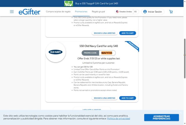eGifter checkout page showing eGifter promo code box | Screenshot taken by SimplyCodes community member on Jul 2, 2025