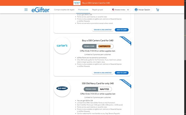 eGifter checkout page showing eGifter promo code box | Screenshot taken by SimplyCodes community member on Jul 2, 2025