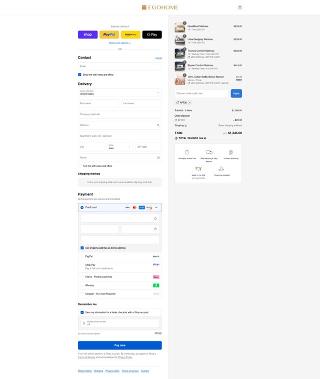 EGO Home checkout page showing EGO Home discount code box | Screenshot taken by SimplyCodes community member on Sep 2, 2025