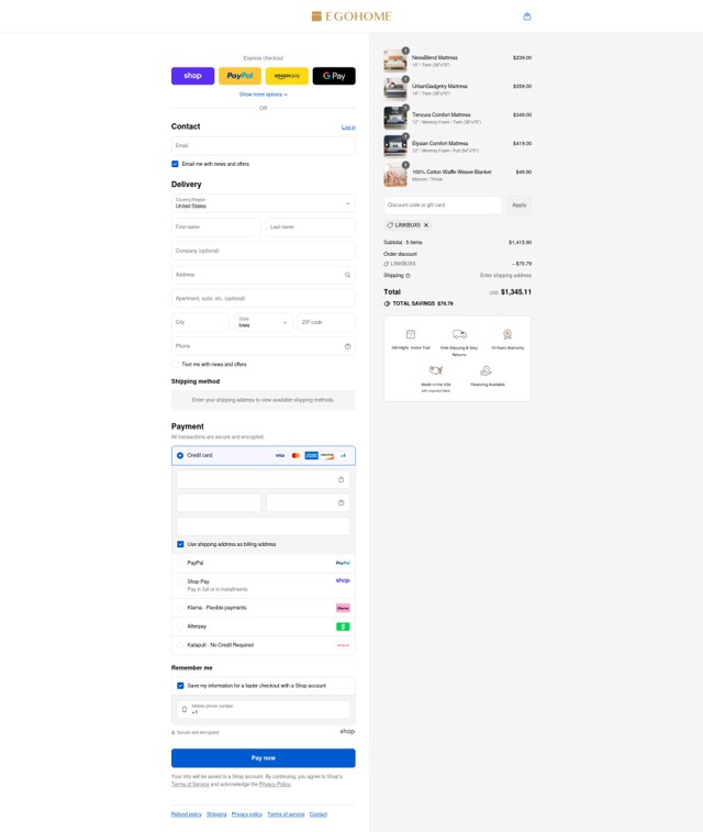 EGO Home checkout page showing EGO Home discount code box | Screenshot taken by SimplyCodes community member on Sep 2, 2025