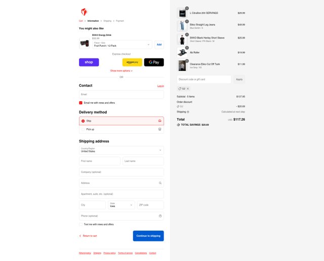 Ekkovision checkout page showing Ekkovision discount code box | Screenshot taken by SimplyCodes community member on Sep 7, 2025