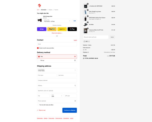 Ekkovision checkout page showing Ekkovision discount code box | Screenshot taken by SimplyCodes community member on Sep 7, 2025