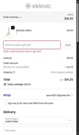 GIFT75 coupon verification screenshot