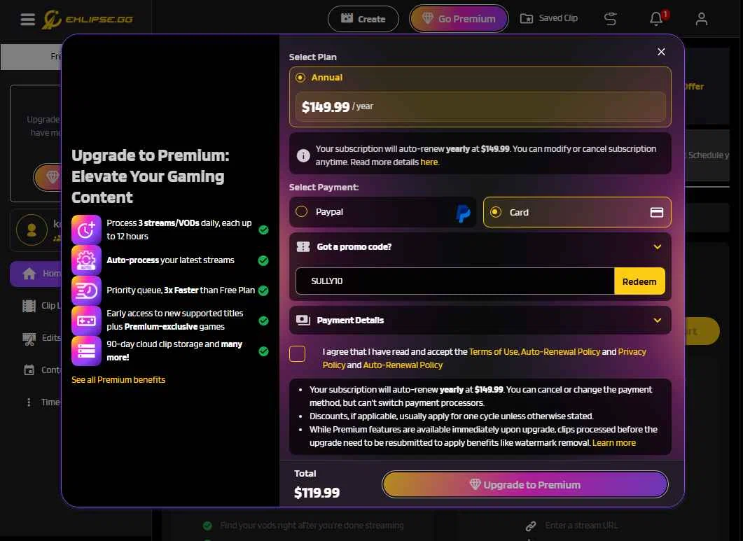 Eklipse checkout page showing Eklipse promo code box | Screenshot taken by SimplyCodes community member on Aug 26, 2025