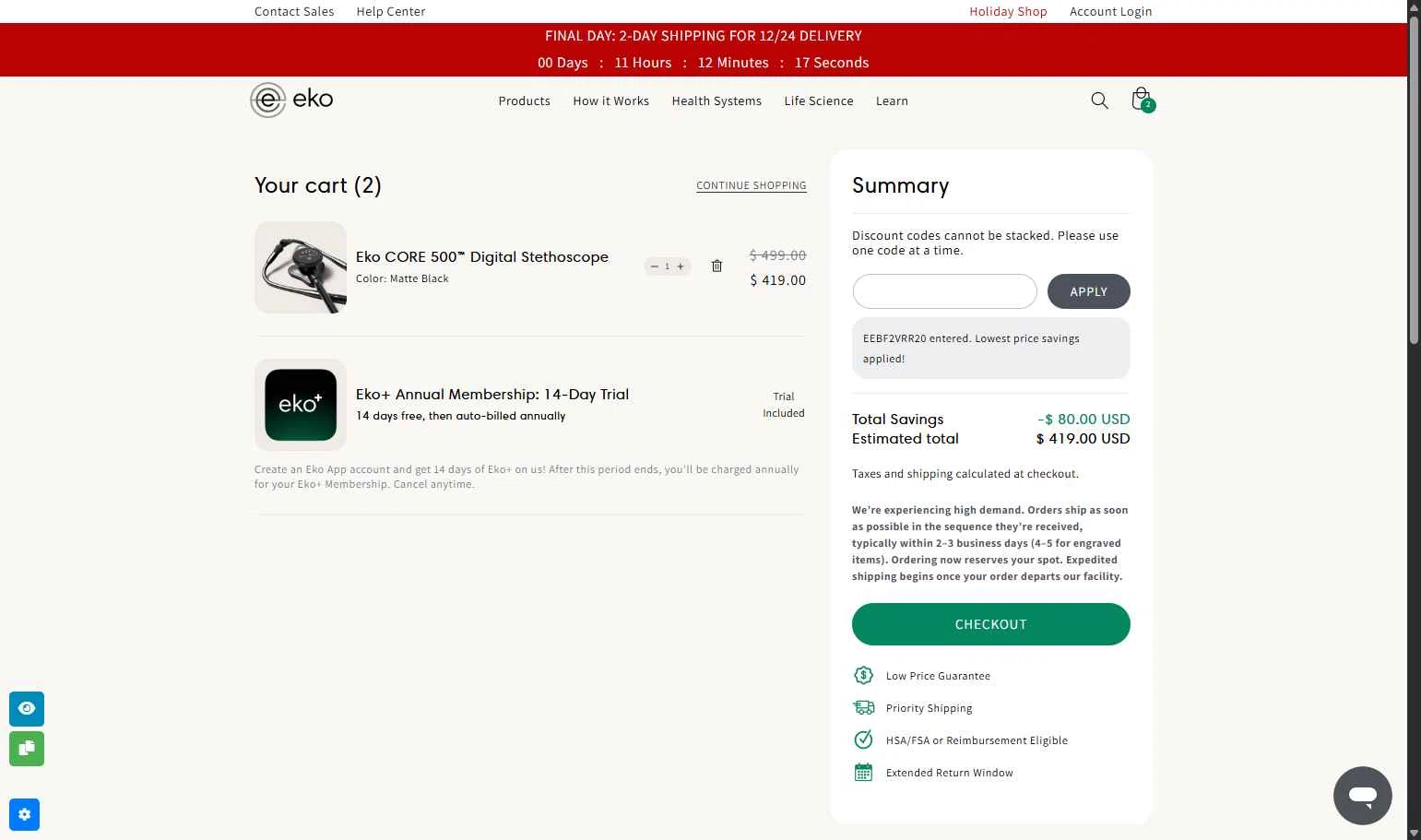Eko Health Promo Codes - $80 Off (4 Verified) Jan 2026