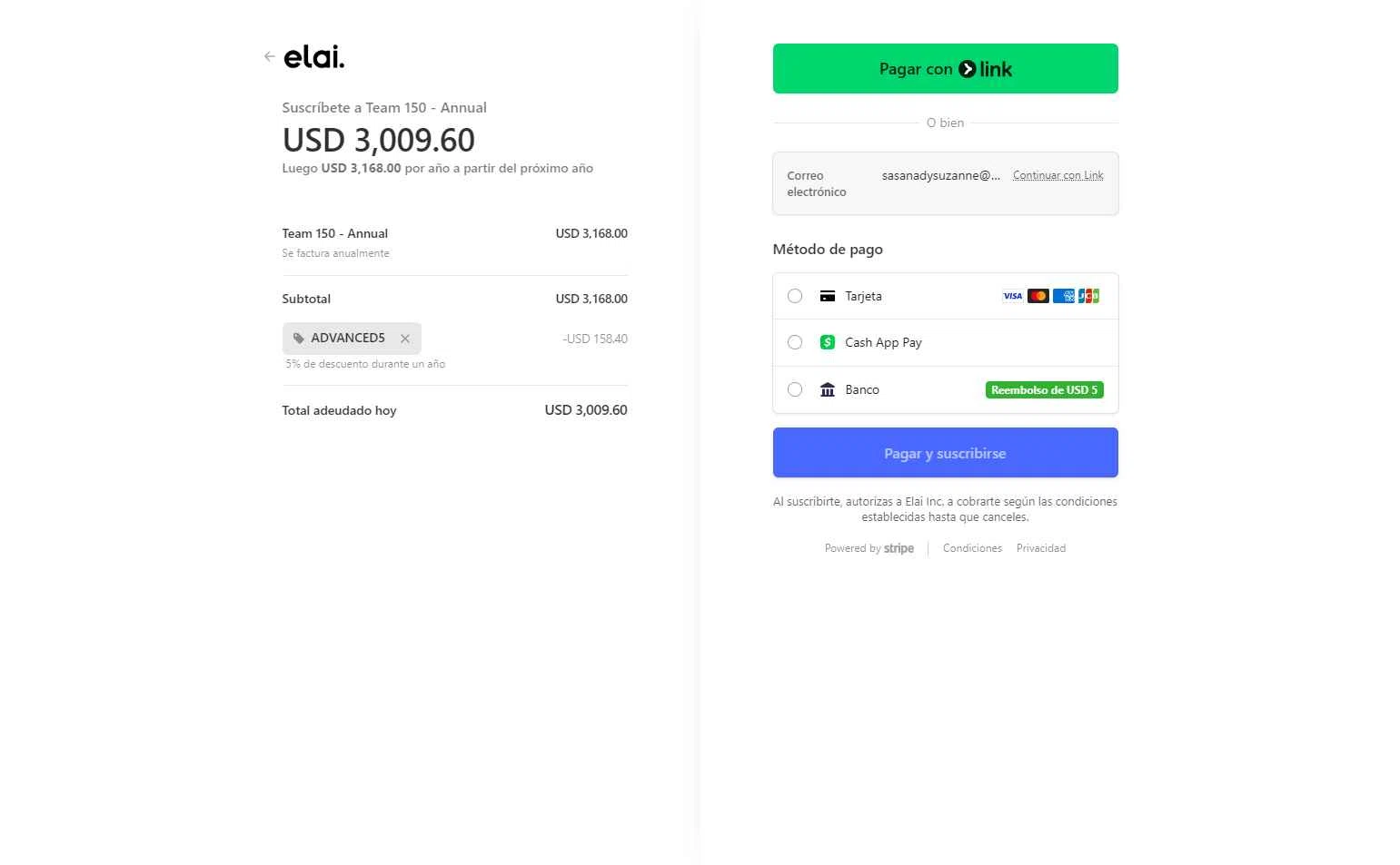 Elai checkout page showing Elai promo code box | Screenshot taken by SimplyCodes community member on Oct 17, 2025