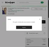 El Corte Inglés coupon verification screenshot