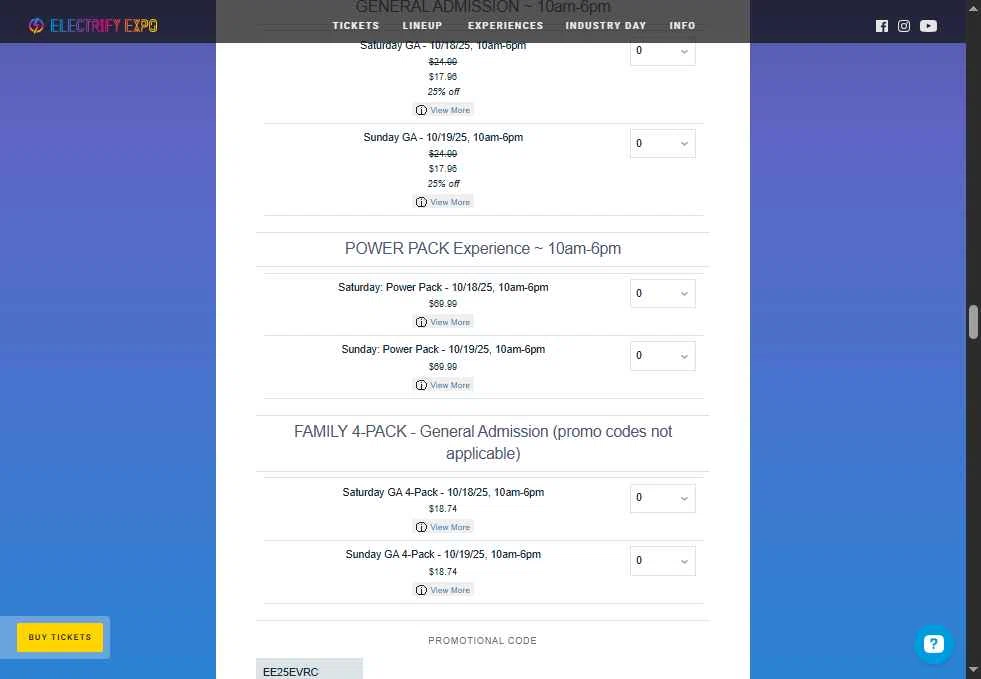Electrify Expo checkout page showing Electrify Expo discount code box | Screenshot taken by SimplyCodes community member on Oct 14, 2025