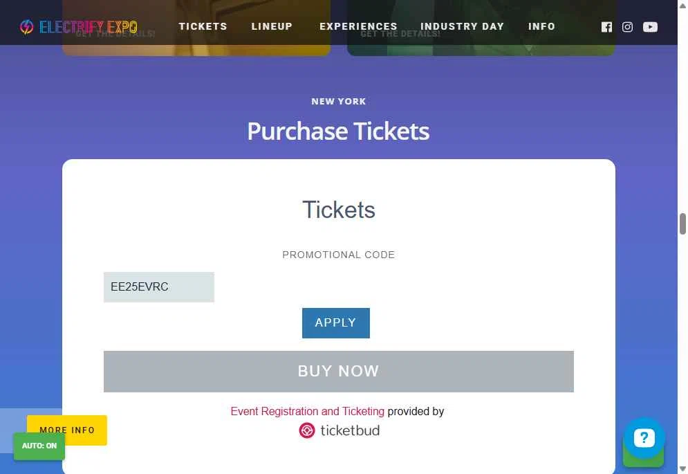 Electrify Expo checkout page showing Electrify Expo discount code box | Screenshot taken by SimplyCodes community member on Oct 22, 2025
