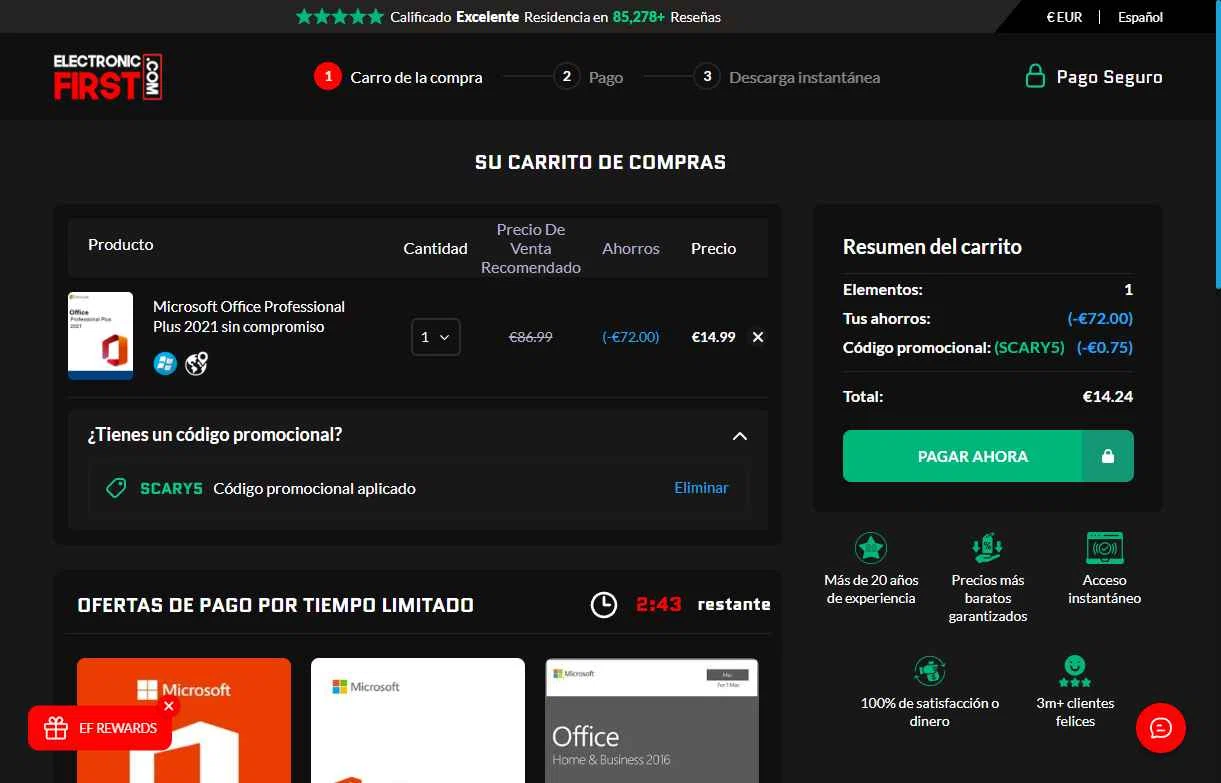 Electronic First checkout page showing Electronic First promo code box | Screenshot taken by SimplyCodes community member on Feb 9, 2026