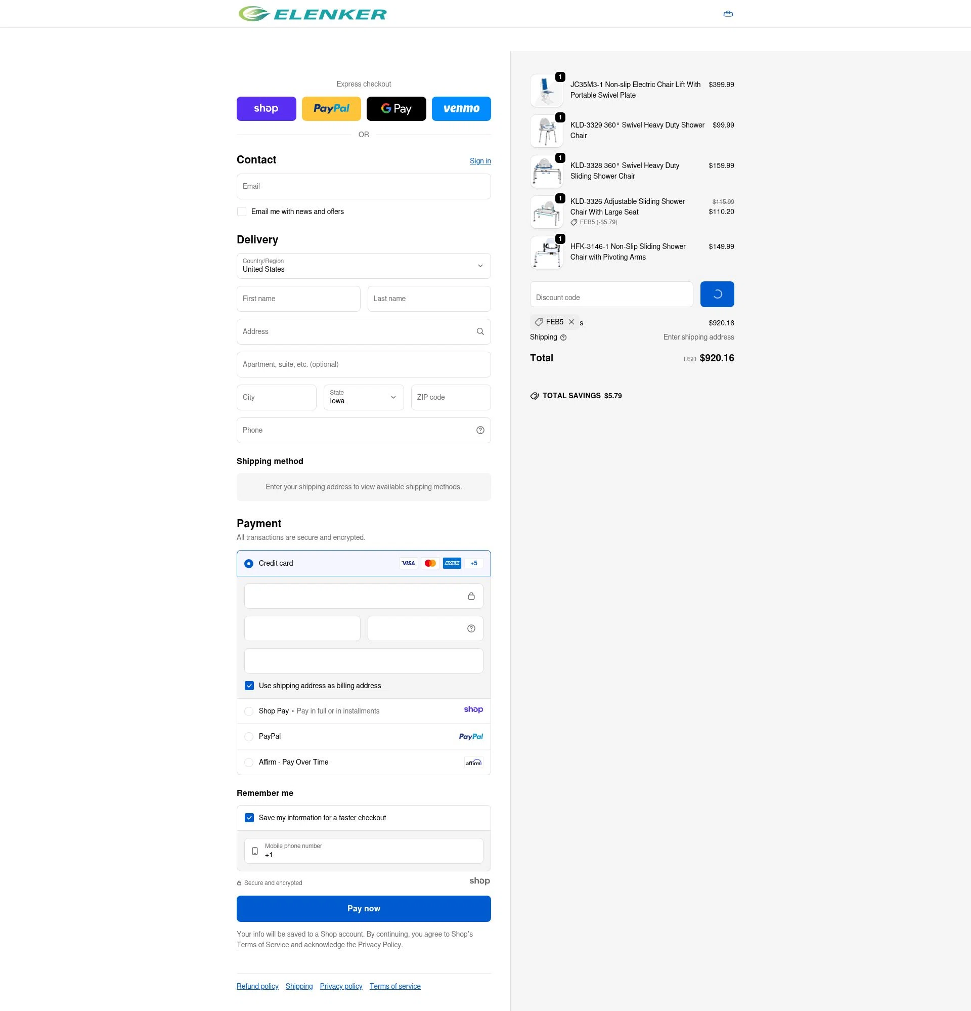 Elenker checkout page showing Elenker discount code box | Screenshot taken by SimplyCodes community member on Jan 5, 2026