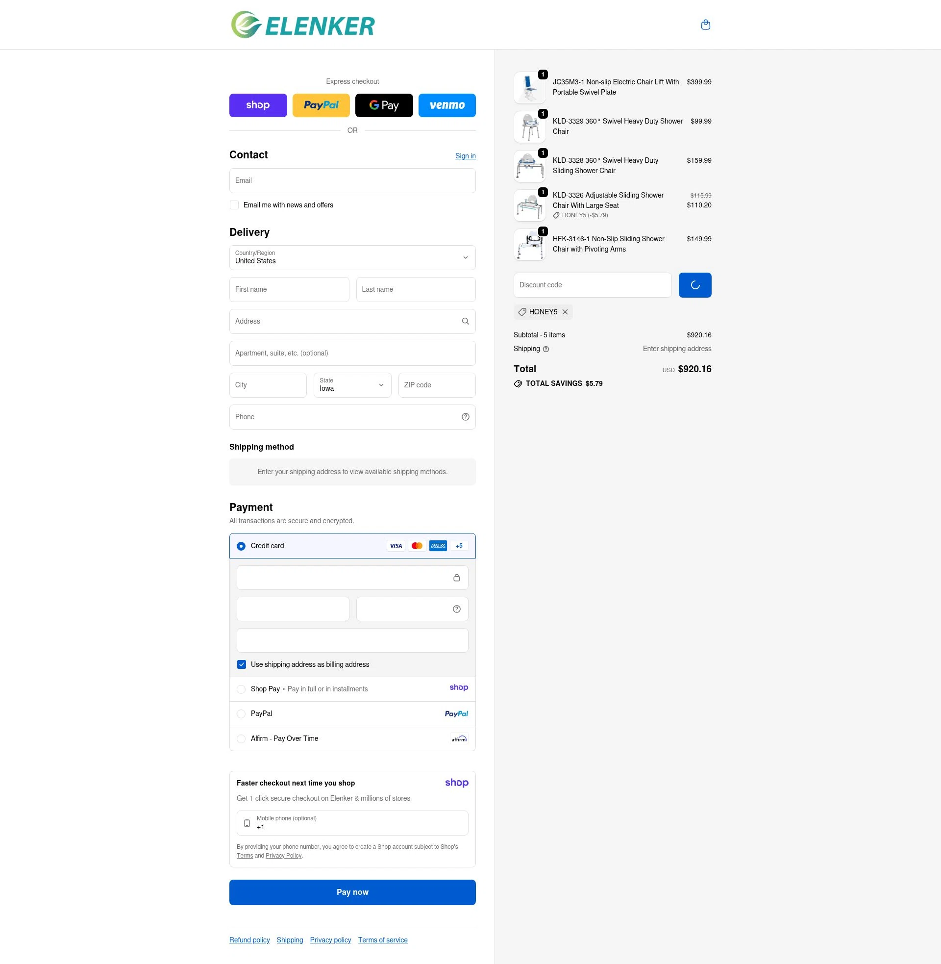 Elenker checkout page showing Elenker discount code box | Screenshot taken by SimplyCodes community member on Jan 11, 2026