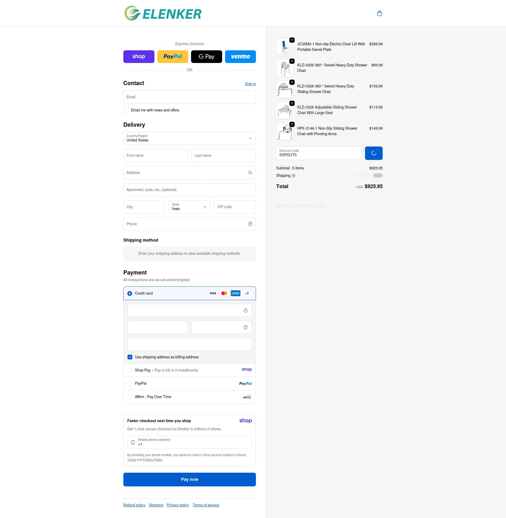 Elenker checkout page showing Elenker discount code box | Screenshot taken by SimplyCodes community member on Jan 11, 2026