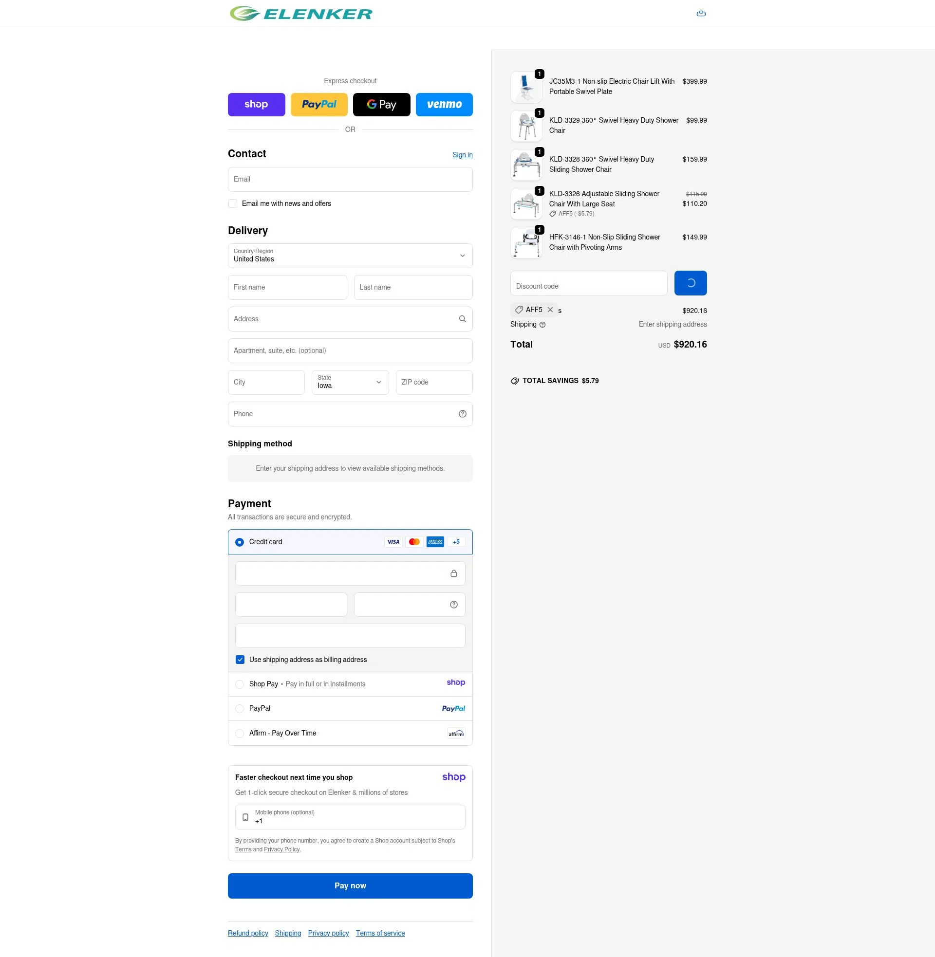Elenker checkout page showing Elenker discount code box | Screenshot taken by SimplyCodes community member on Jan 11, 2026