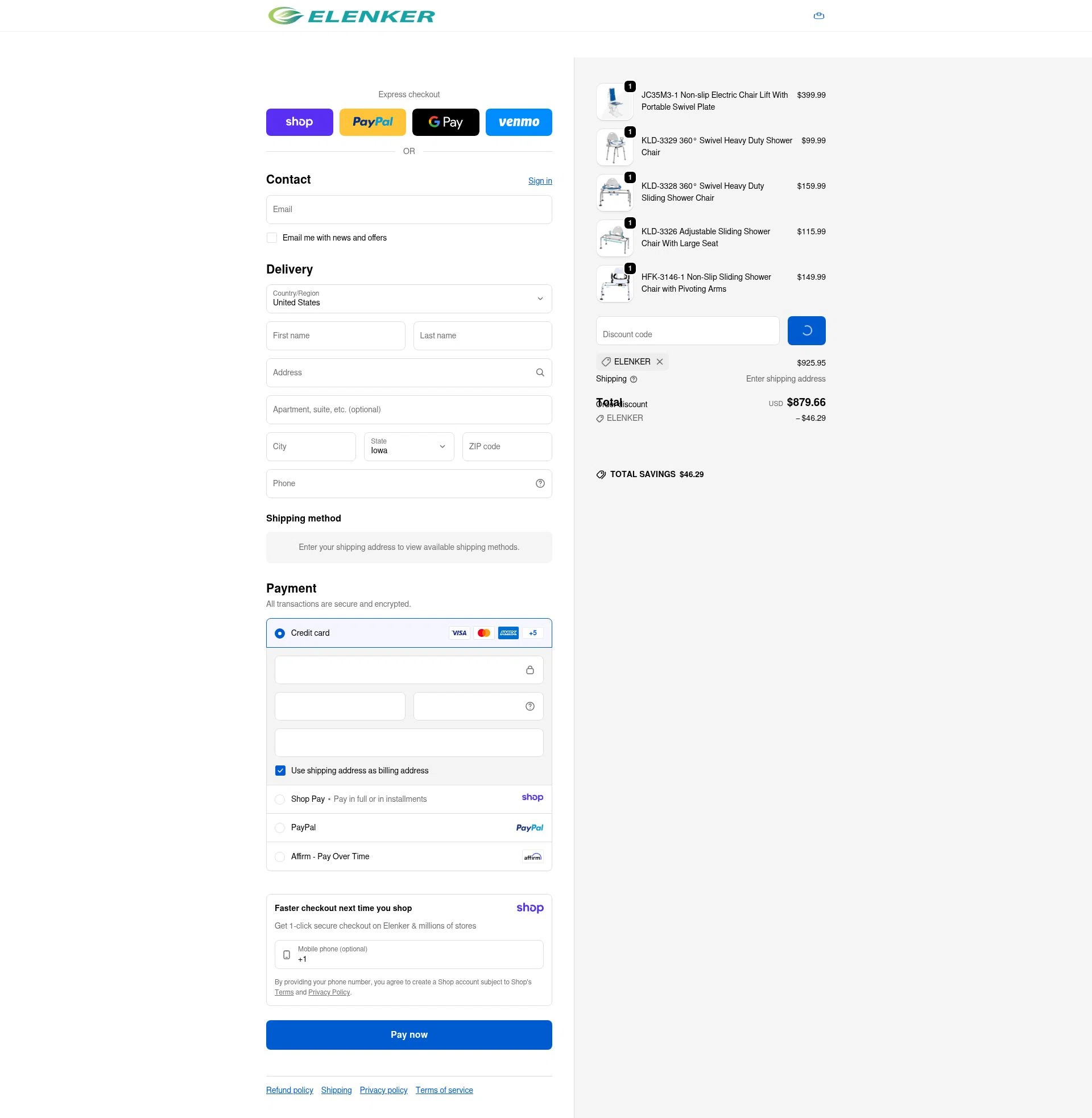 Elenker checkout page showing Elenker discount code box | Screenshot taken by SimplyCodes community member on Jan 11, 2026