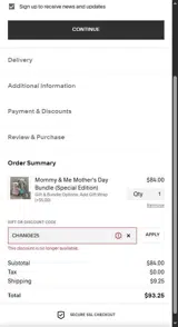 CHANGE25 coupon verification screenshot