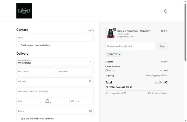Elevate checkout page showing Elevate discount code box | Screenshot taken by SimplyCodes community member on Sep 7, 2025