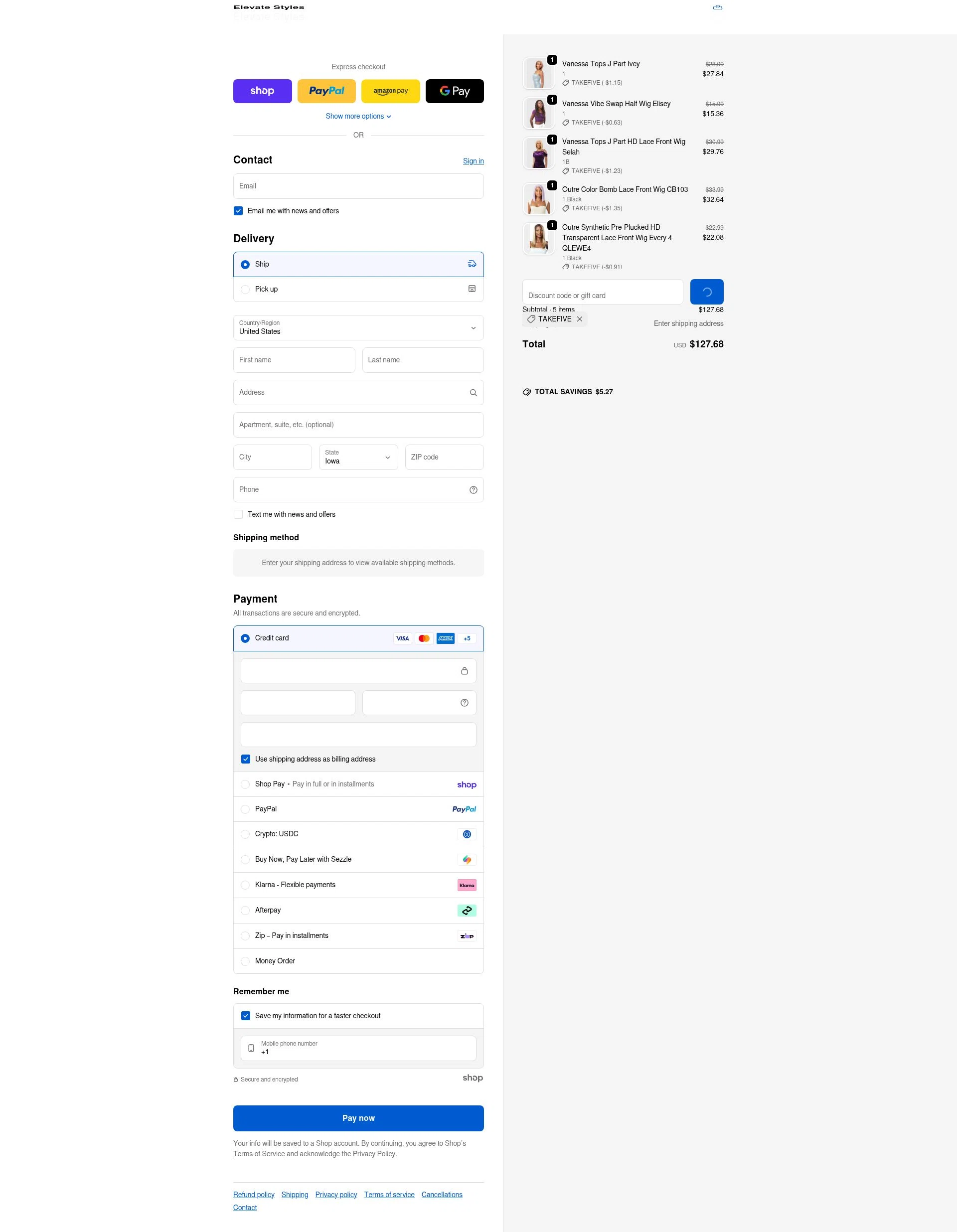 Elevate Styles checkout page showing Elevate Styles discount code box | Screenshot taken by SimplyCodes community member on Jan 29, 2026