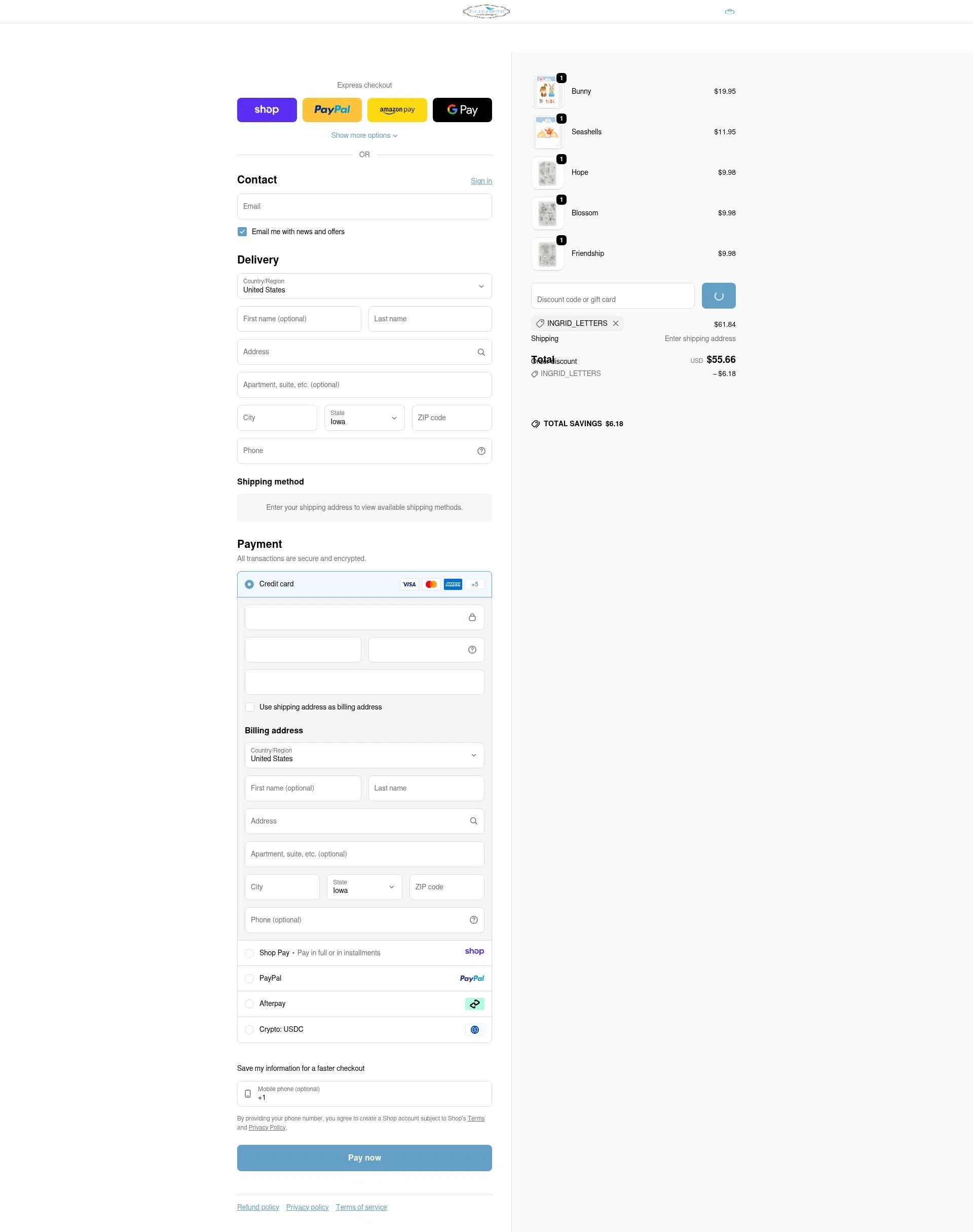 Elizabeth Craft Designs checkout page showing Elizabeth Craft Designs promo code box | Screenshot taken by SimplyCodes community member on Jan 8, 2026