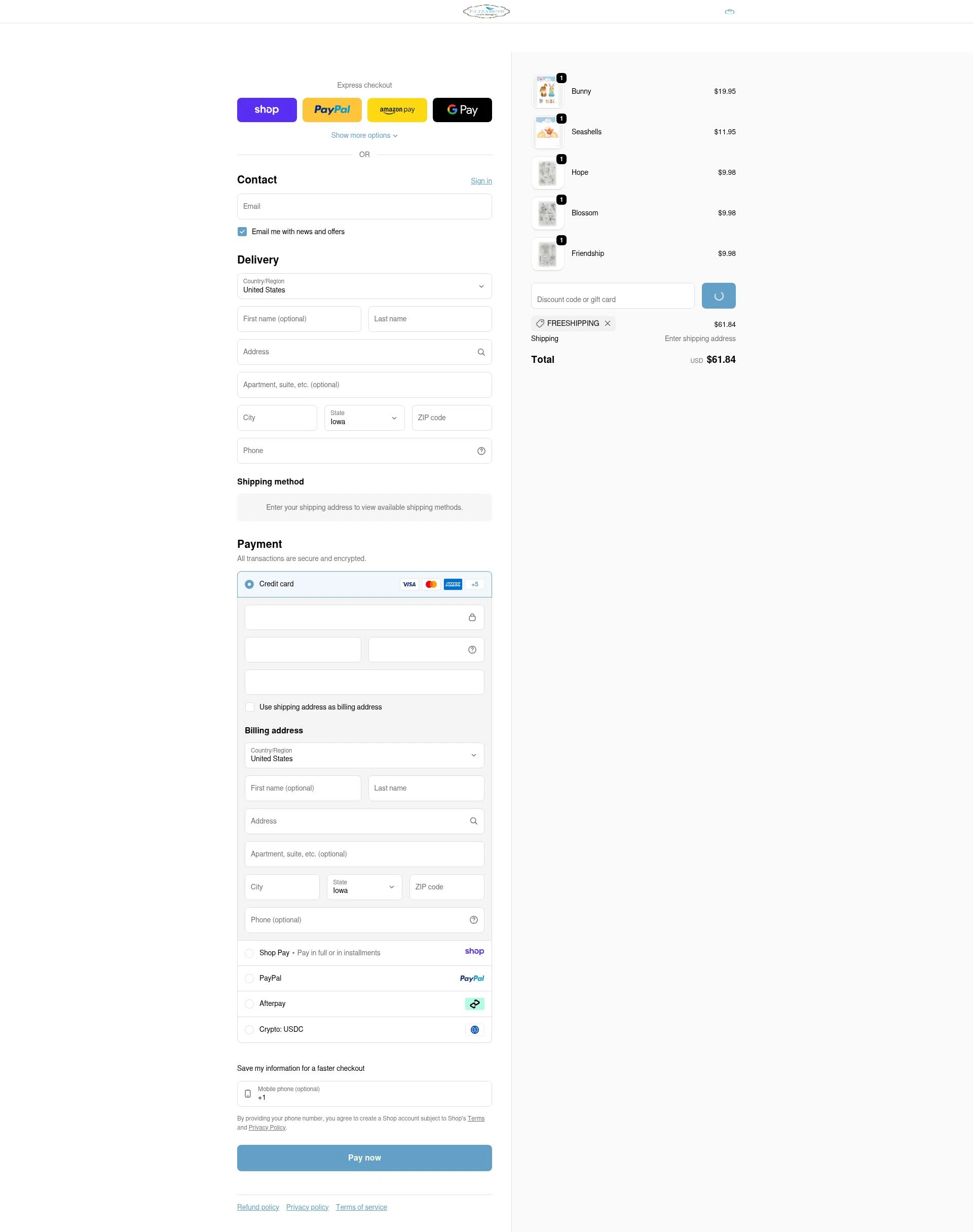 Elizabeth Craft Designs checkout page showing Elizabeth Craft Designs promo code box | Screenshot taken by SimplyCodes community member on Jan 8, 2026