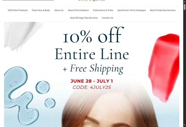 Elina Organics checkout page showing Elina Organics coupon code box | Screenshot taken by SimplyCodes community member on Jun 28, 2025