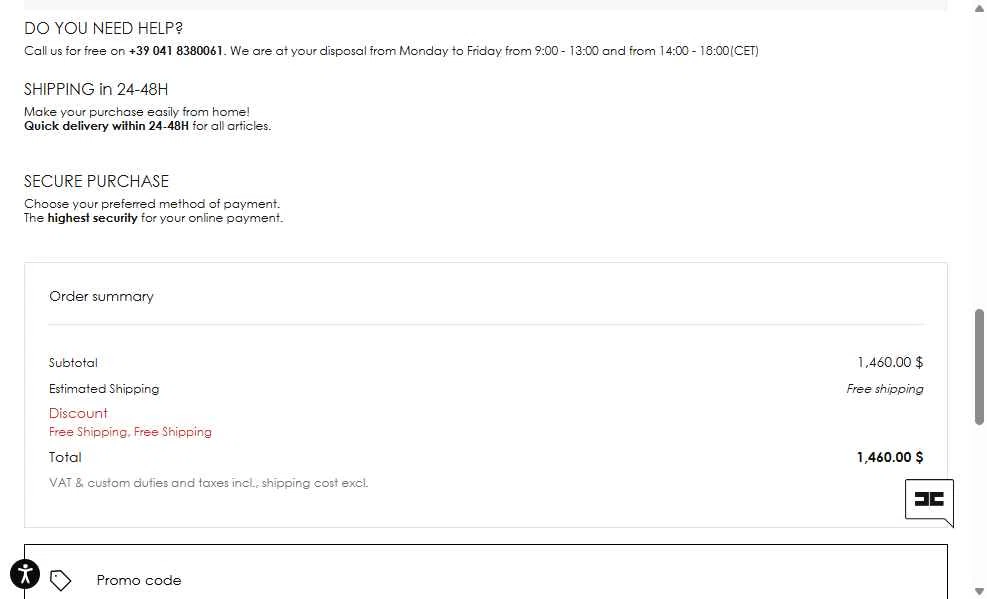 Elisabetta Franchi checkout page showing Elisabetta Franchi promo code box | Screenshot taken by SimplyCodes community member on Oct 18, 2025