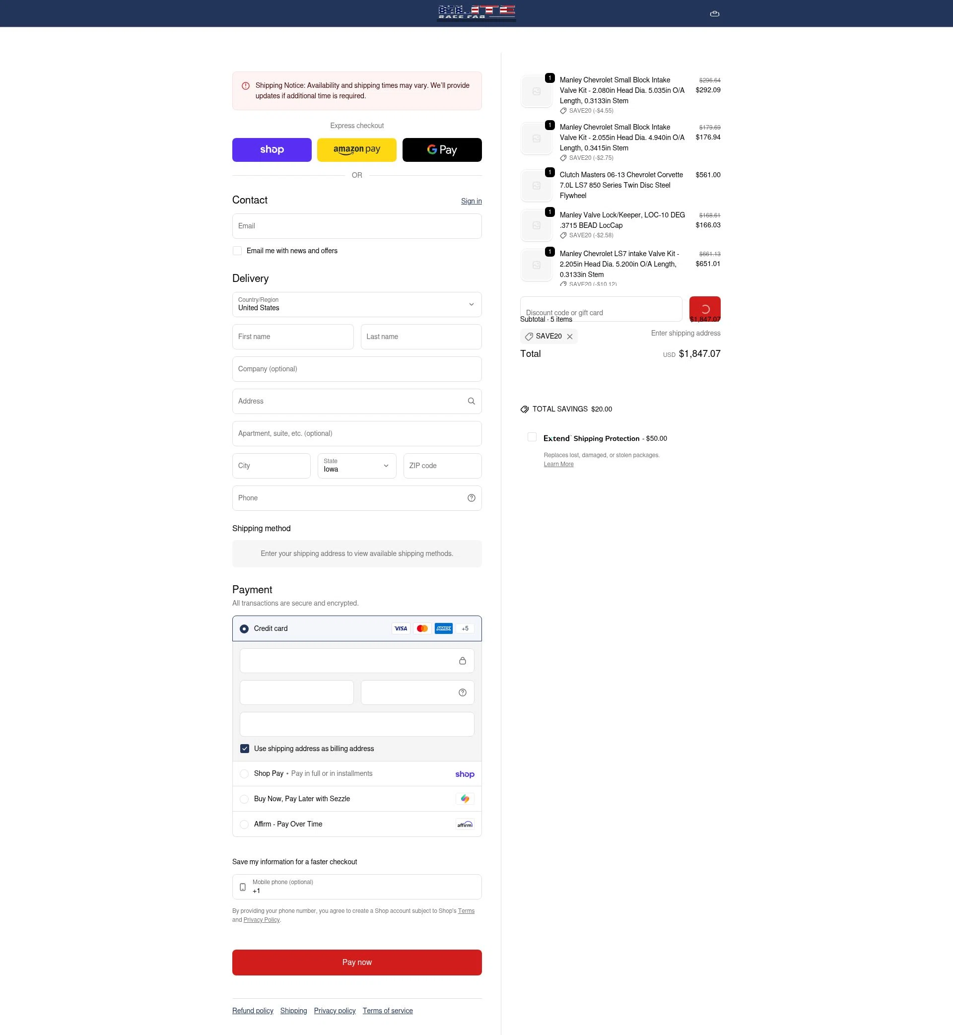 Elite Race Fab checkout page showing Elite Race Fab discount code box | Screenshot taken by SimplyCodes community member on Feb 17, 2026