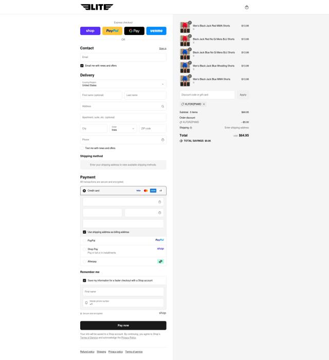 Elite Sports checkout page showing Elite Sports coupon code box | Screenshot taken by SimplyCodes community member on Sep 15, 2025
