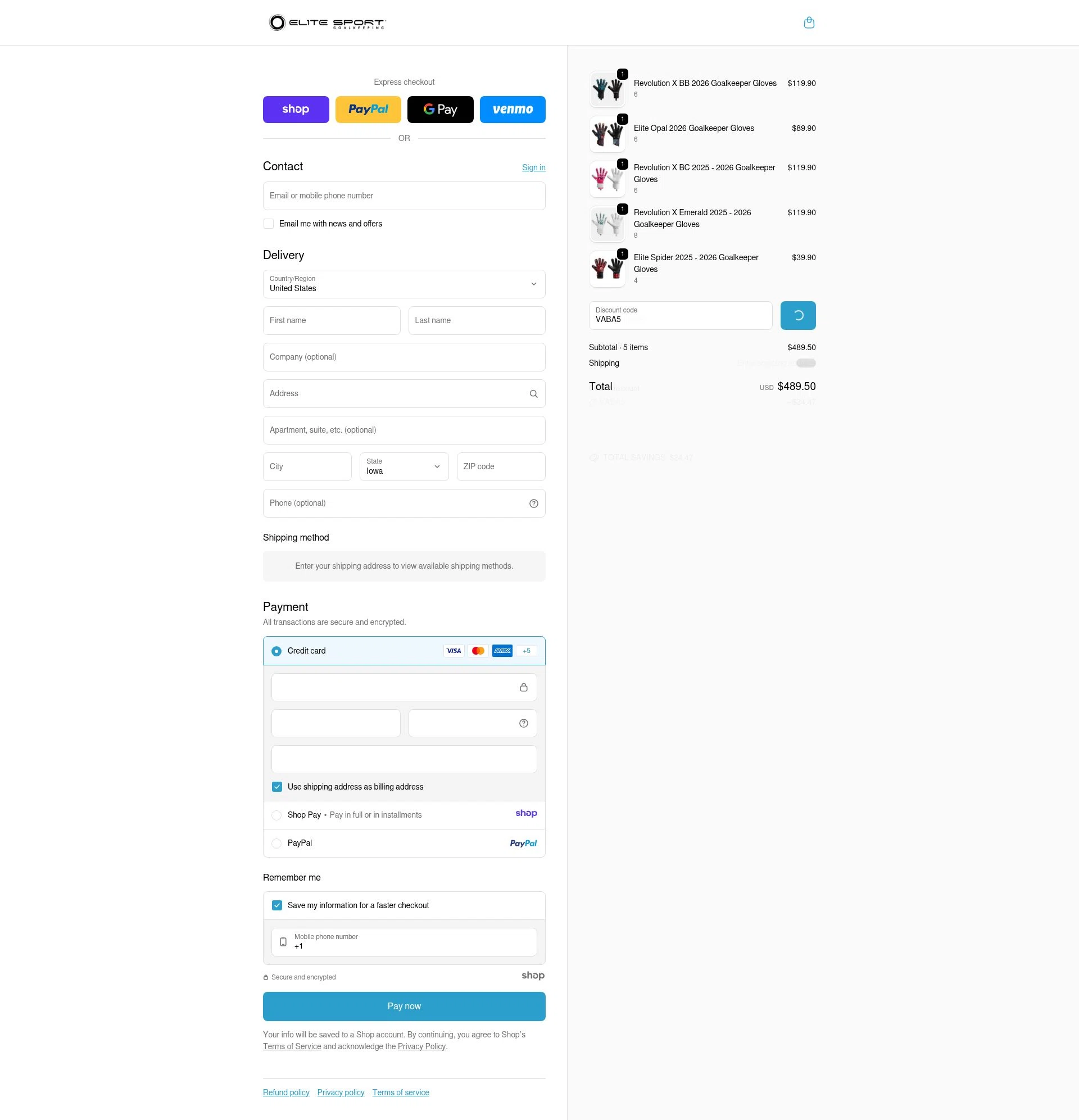 EliteSportUSA checkout page showing EliteSportUSA promo code box | Screenshot taken by SimplyCodes community member on Dec 30, 2025