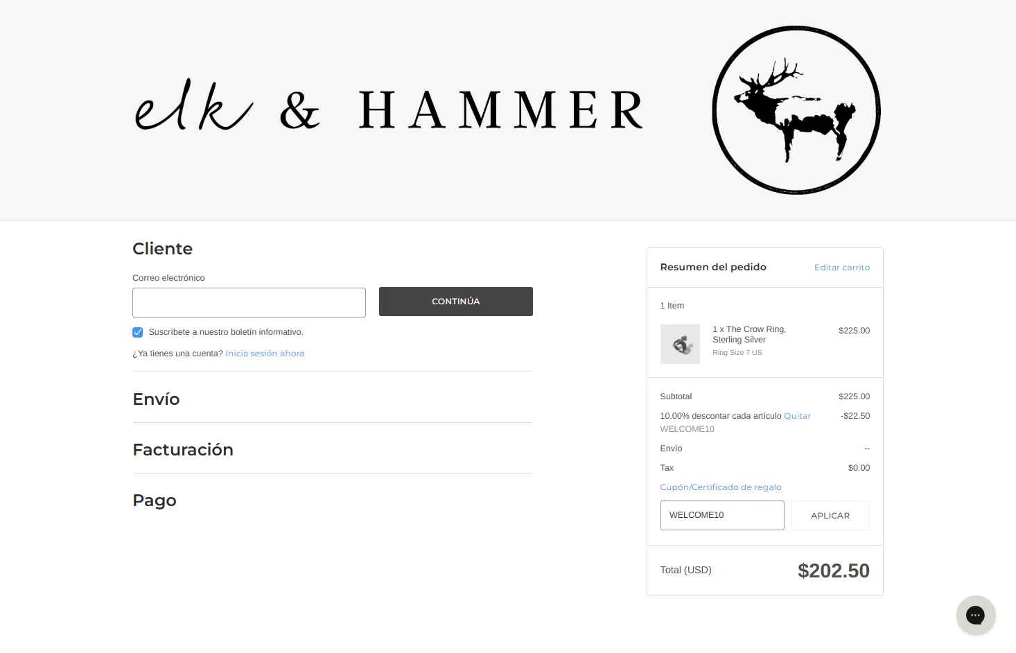 elk & HAMMER checkout page showing elk & HAMMER promo code box | Screenshot taken by SimplyCodes community member on Sep 28, 2025