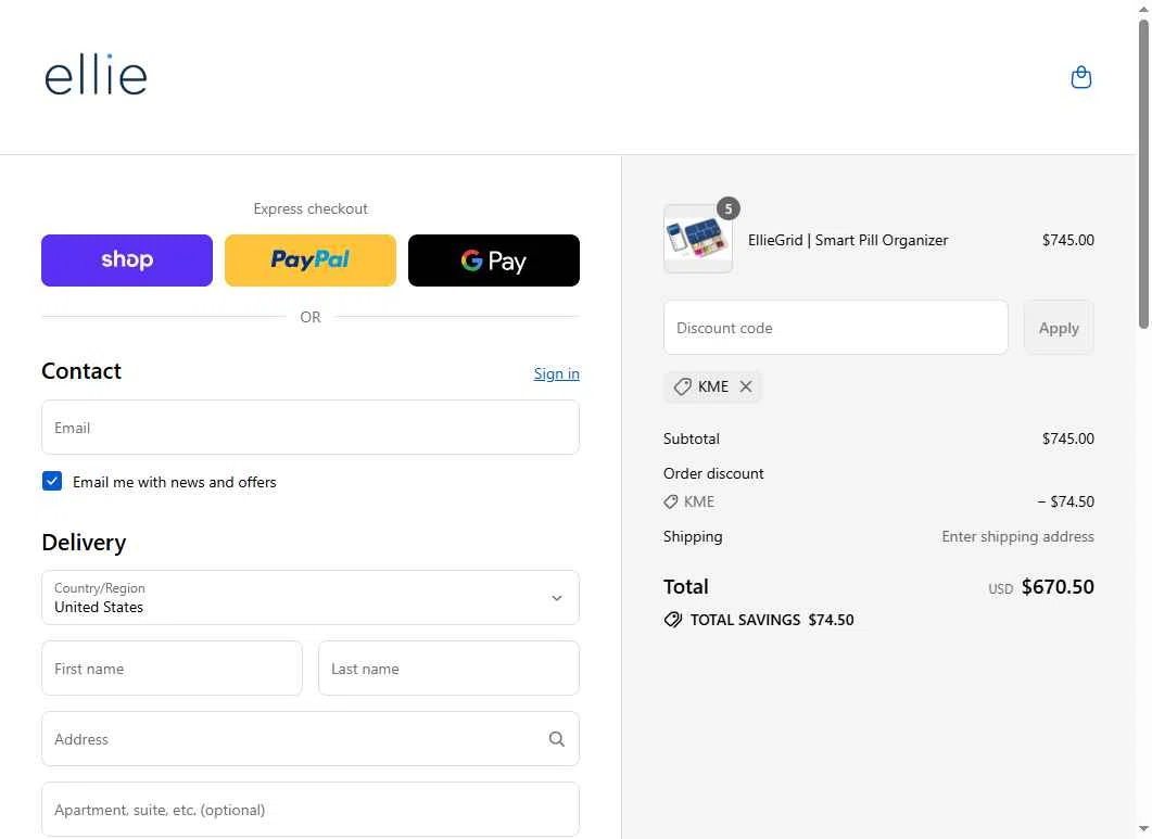 EllieGrid checkout page showing EllieGrid discount code box | Screenshot taken by SimplyCodes community member on Sep 14, 2025