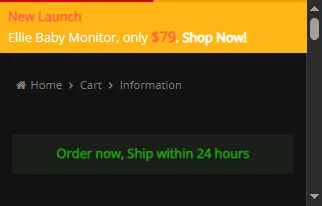 Ellie Baby Monitor checkout page showing Ellie Baby Monitor promo code box | Screenshot taken by SimplyCodes community member on Sep 24, 2025