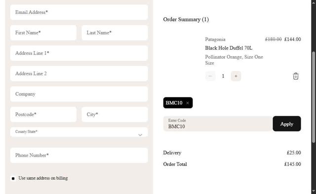 Ellis Brigham checkout page showing Ellis Brigham discount code box | Screenshot taken by SimplyCodes community member on Jul 22, 2025
