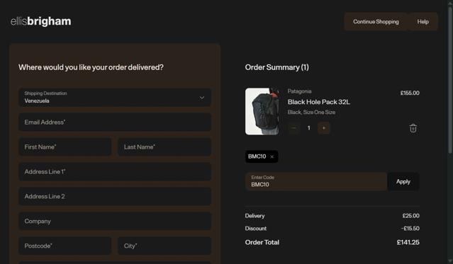 Ellis Brigham checkout page showing Ellis Brigham discount code box | Screenshot taken by SimplyCodes community member on Jul 22, 2025